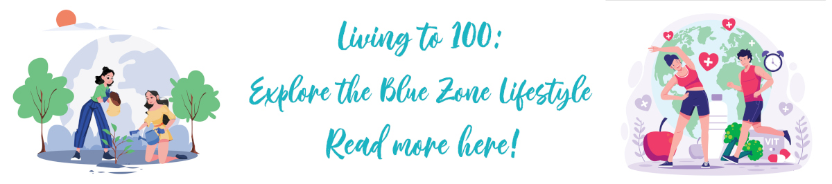 A banner saying Explore the Blue Zones Lifestyle