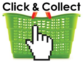 Green shopping basket click and collect icon