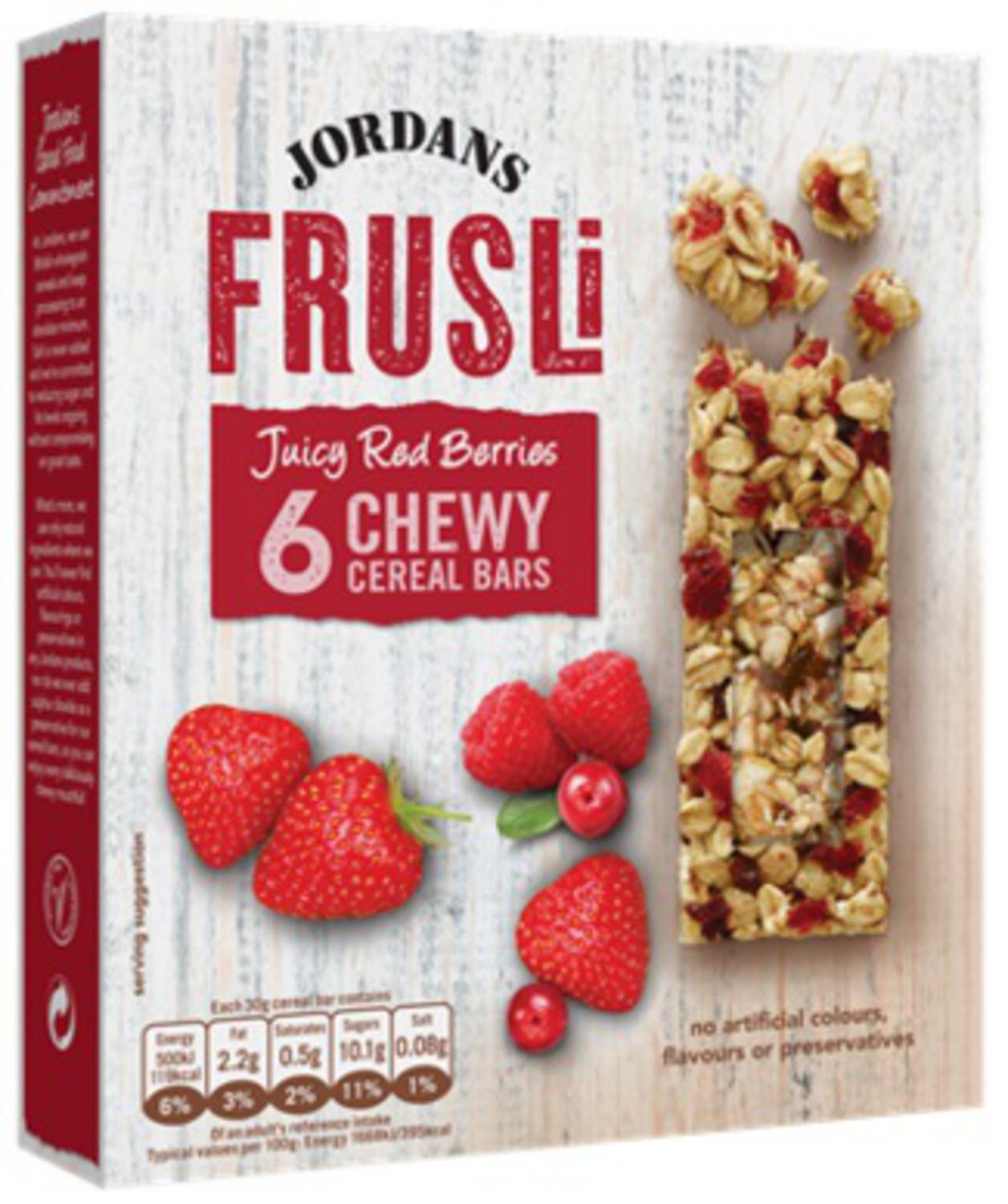 Frusli Wild Red Berries Cereal Snackbar Frusli in 6X30g from Jordans