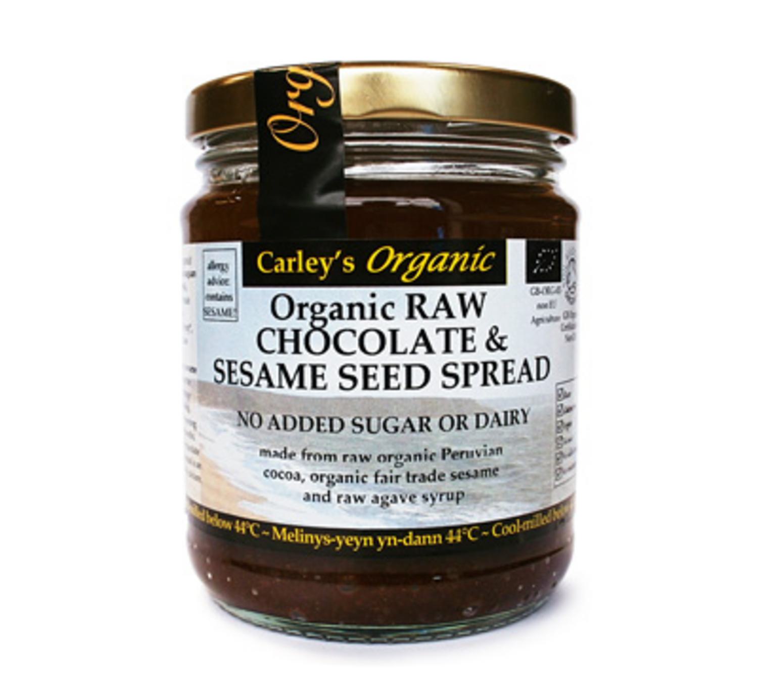 Organic Raw Chocolate and Sesame Seed Spread in 250g from Carley's Organic