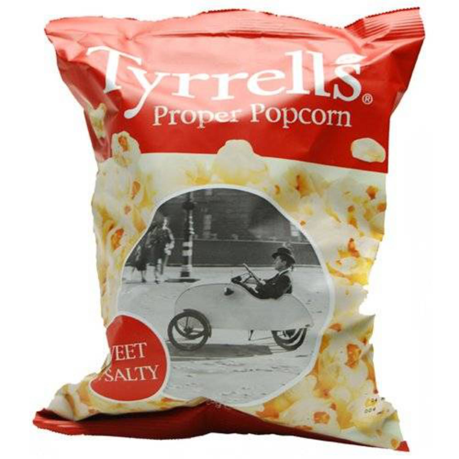Sweet and Salty Proper Popcorn added salt and sugar in 23g from Tyrrells