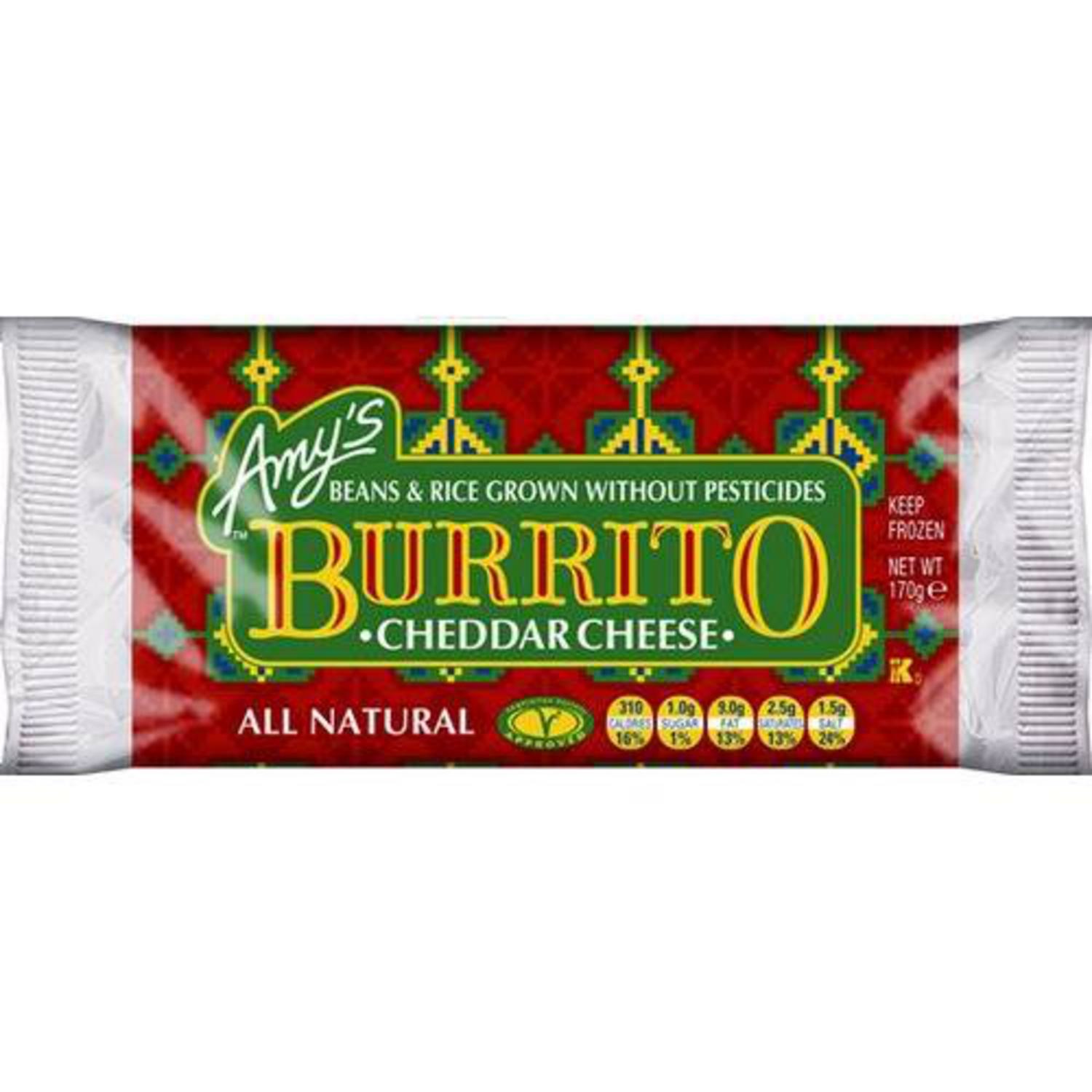 Bean and Cheese Burrito Ready Meal in 156g from Amy's Kitchen