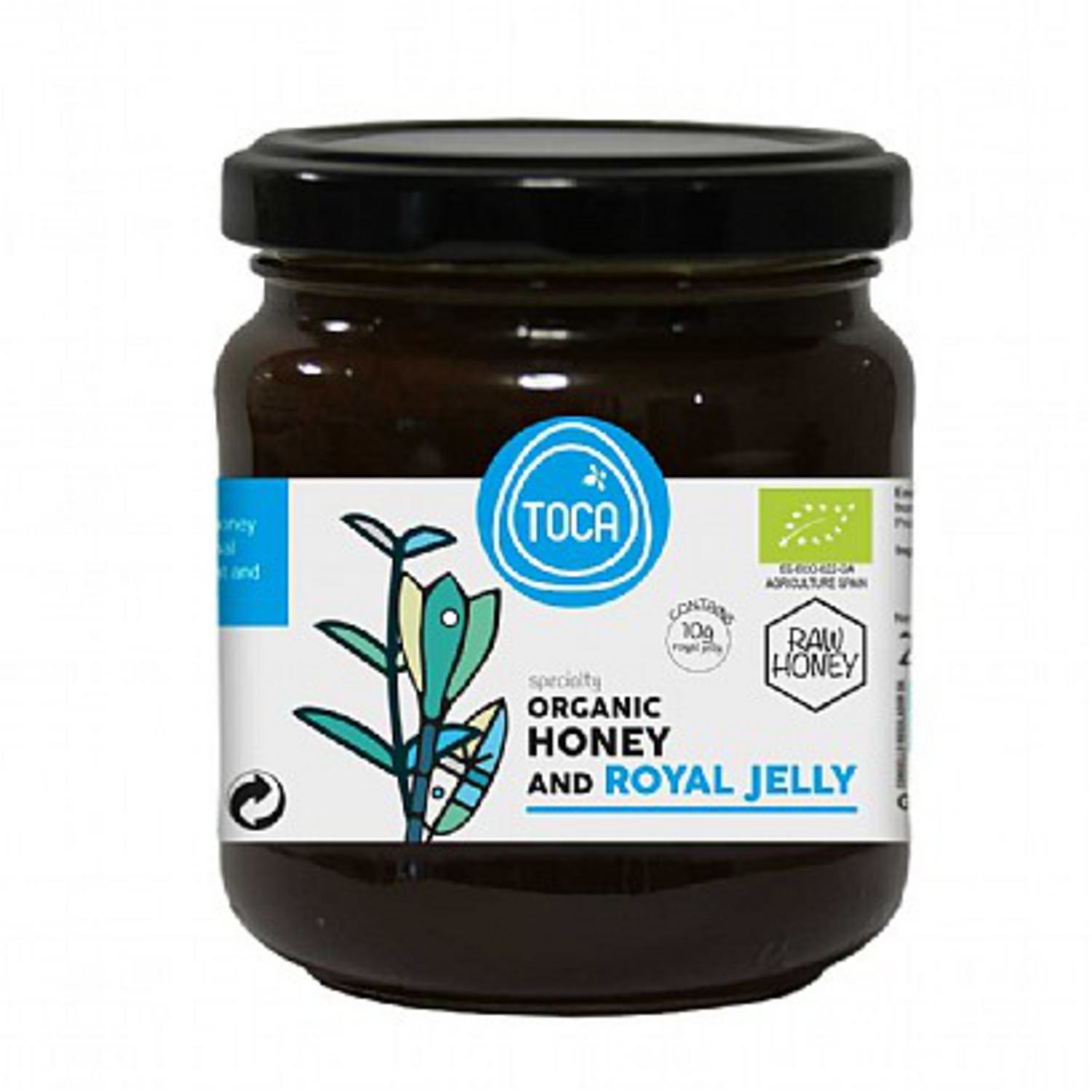 Organic Raw Honey Royal Jelly in 270g glass from Toca