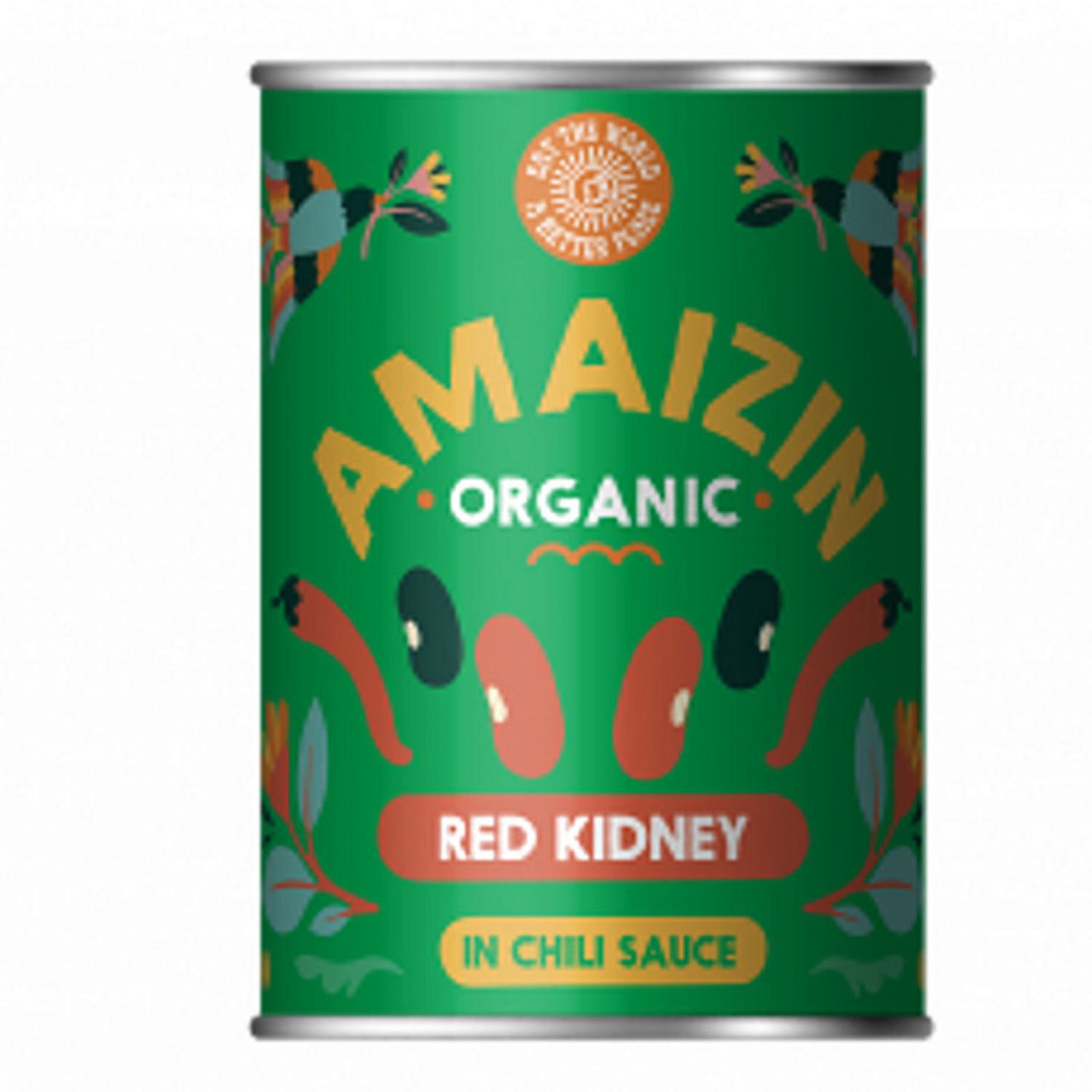 Organic Red Kidney Beans in Chili Sauce in 400g from Amaizin