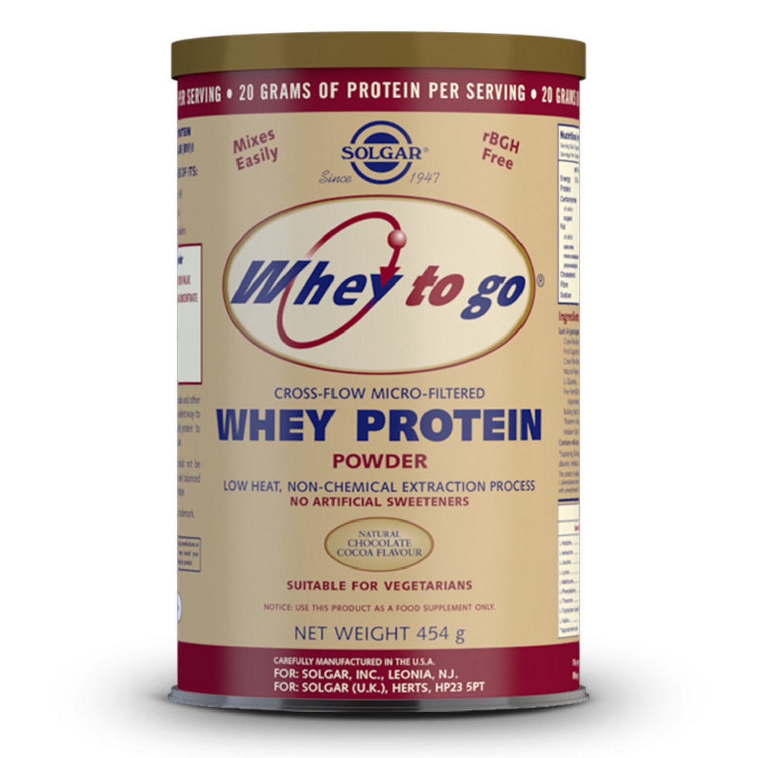 Whey To Go Chocolate Protein Powder Whey To Go in 454g from Solgar