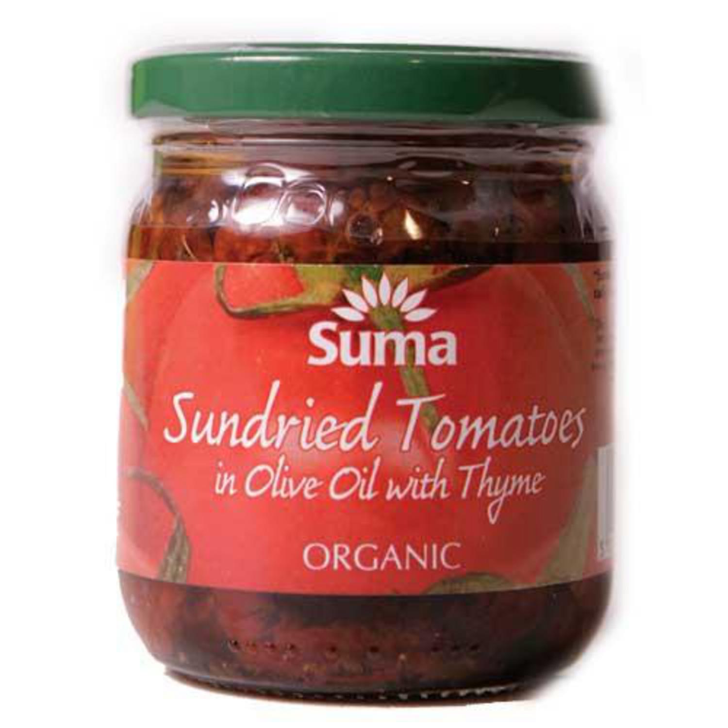 Organic SunDried Tomatoes In Olive Oil With Thyme in 190g from Suma