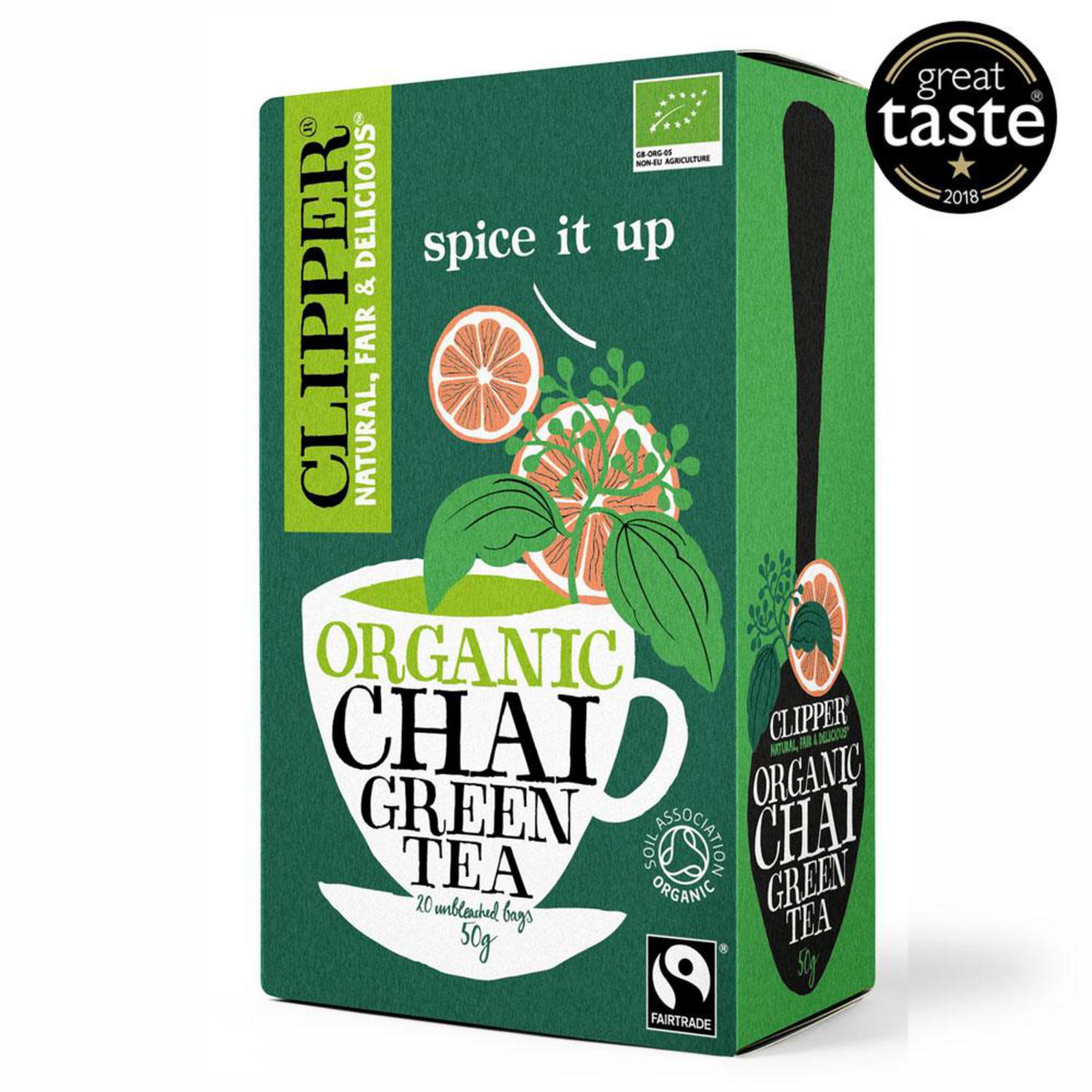 FairTrade Organic Green Chai TBags in 20bags from Clipper