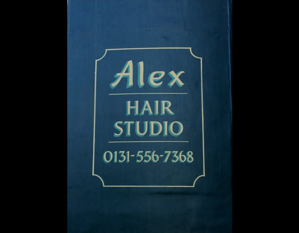 Alex Hair Studio Edinburgh sign