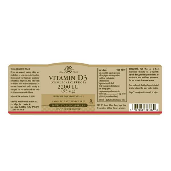 Vitamin D 3 Cholecalciferol 55ug 2200iu  image 2