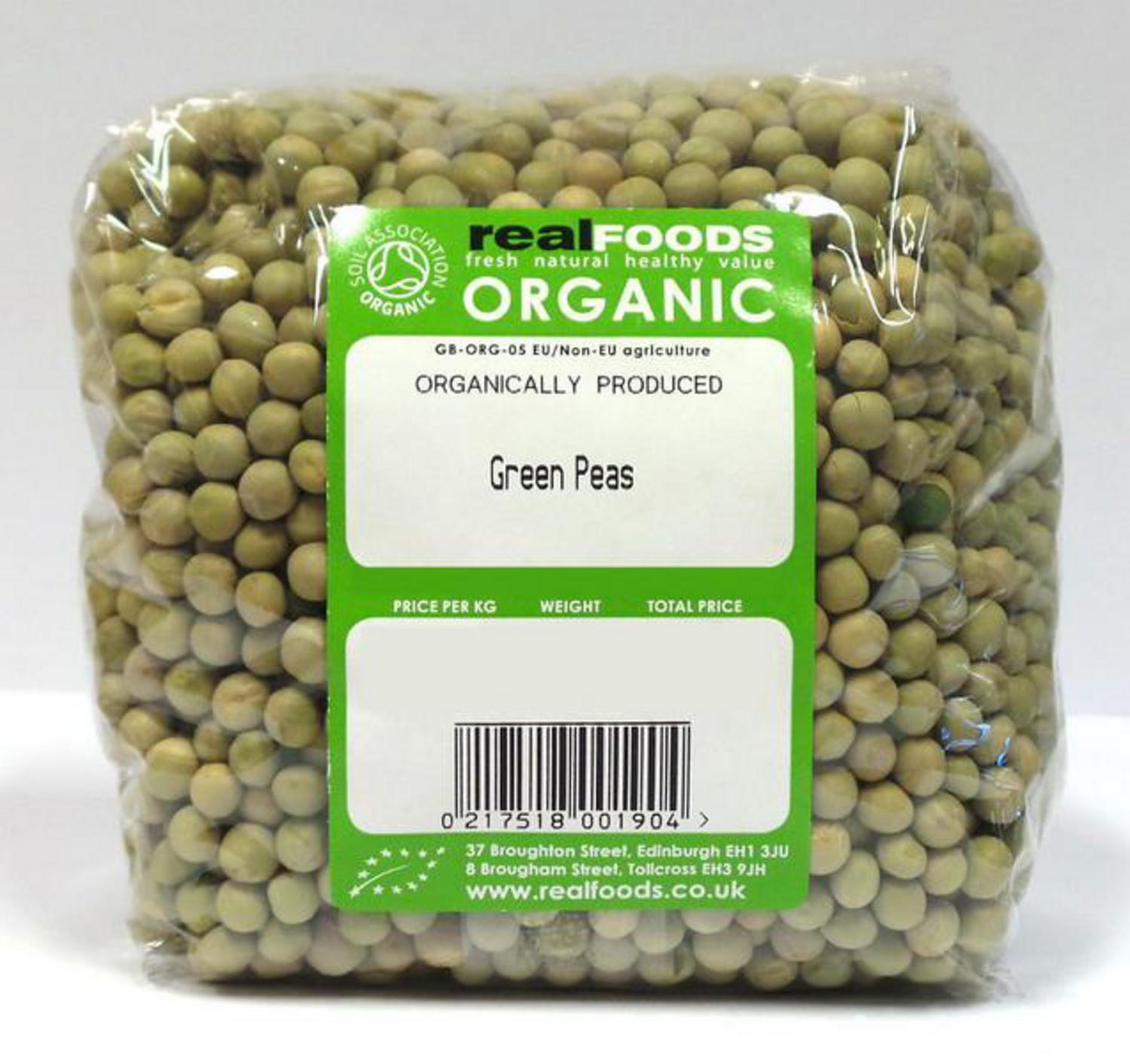 Organic Green Peas in 25kg from Real Foods