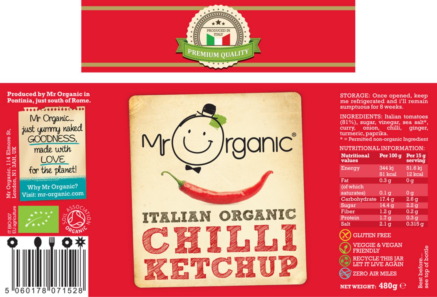 Organic Chilli Ketchup in 480g from Mr Organic