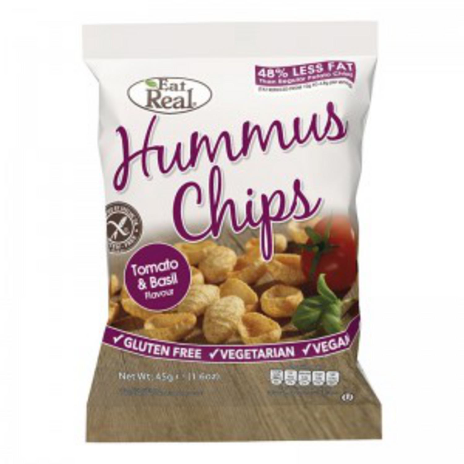 Tomato and Basil Hummus Chips in 45g from Eat Real