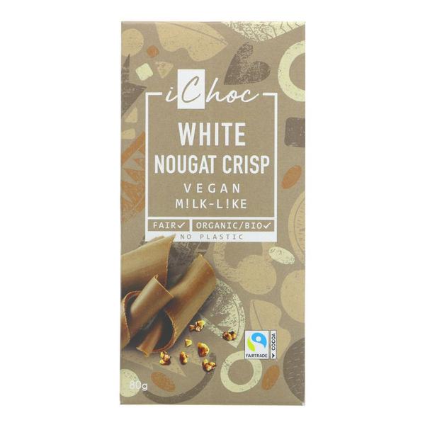 Nougat Crisp Rice White Chocolate iChoc Vegan, ORGANIC