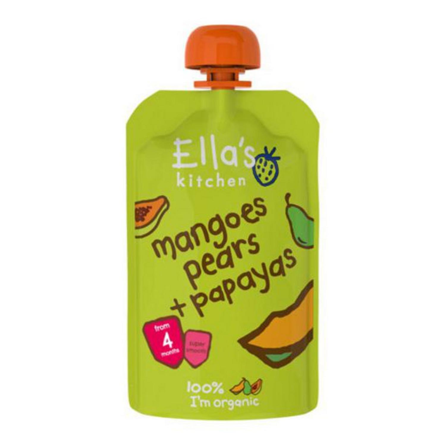 Organic Mangoes Pears and Papaya Baby Food in 120g pouch from Ella's Kitchen
