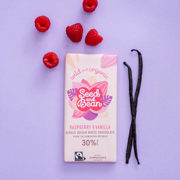 Raspberry & Vanilla White Chocolate FairTrade, ORGANIC image 2