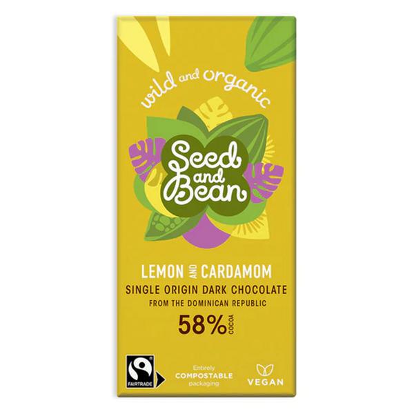 Lemon & Cardamom Dark Chocolate 58% FairTrade, ORGANIC