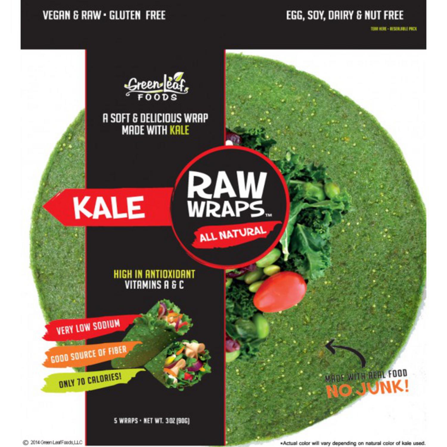 Kale Raw Wraps in 100g from Greenleaf Foods