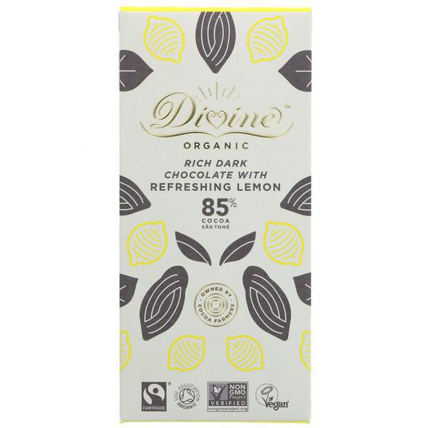 Rich Dark Chocolate With Lemon 85% Vegan, FairTrade, ORGANIC