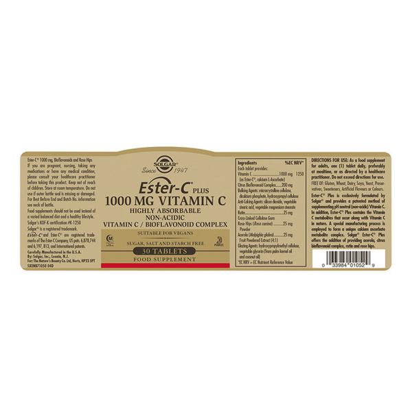Ester-C Plus Supplement Extra Potency 1000mg dairy free, Gluten Free, Vegan image 2
