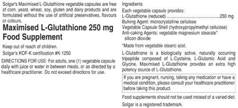 L-Glutathione Amino Acid 250mg Vegan image 2