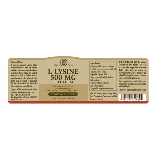  L-Lysine 500mg Amino Acid Vegan image 2