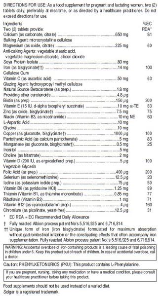 Prenatal Multi Vitamins Gluten Free, Vegan image 2