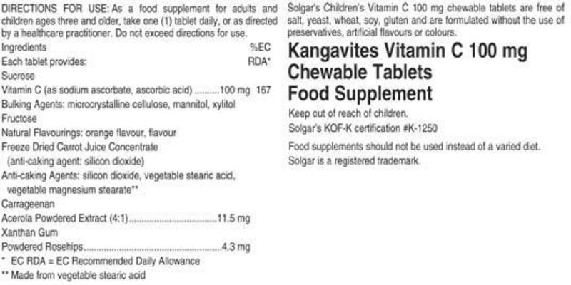 Kangavites Vitamin C 100mg Chewable Vegan image 2