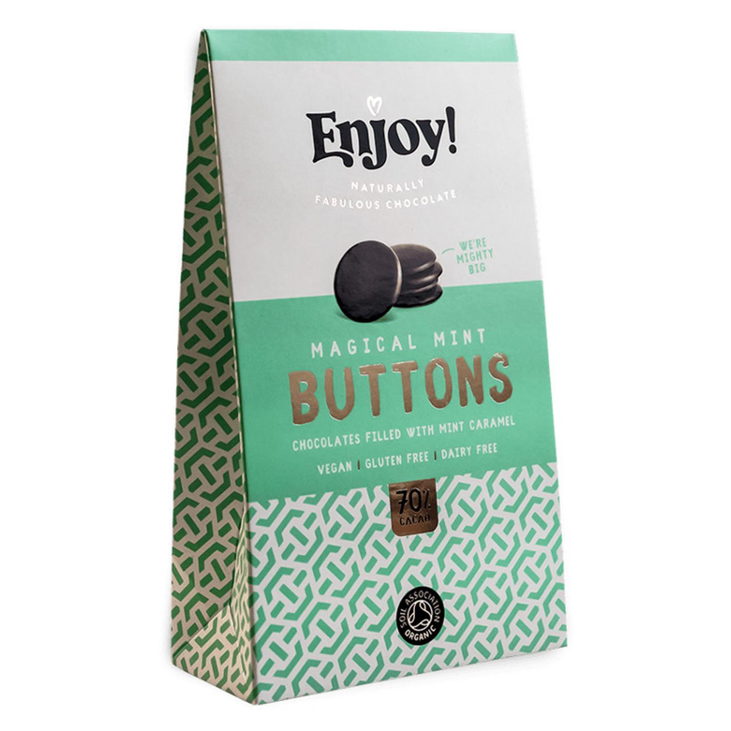 Organic Mint Caramel Chocolate Buttons in 96g from Enjoy