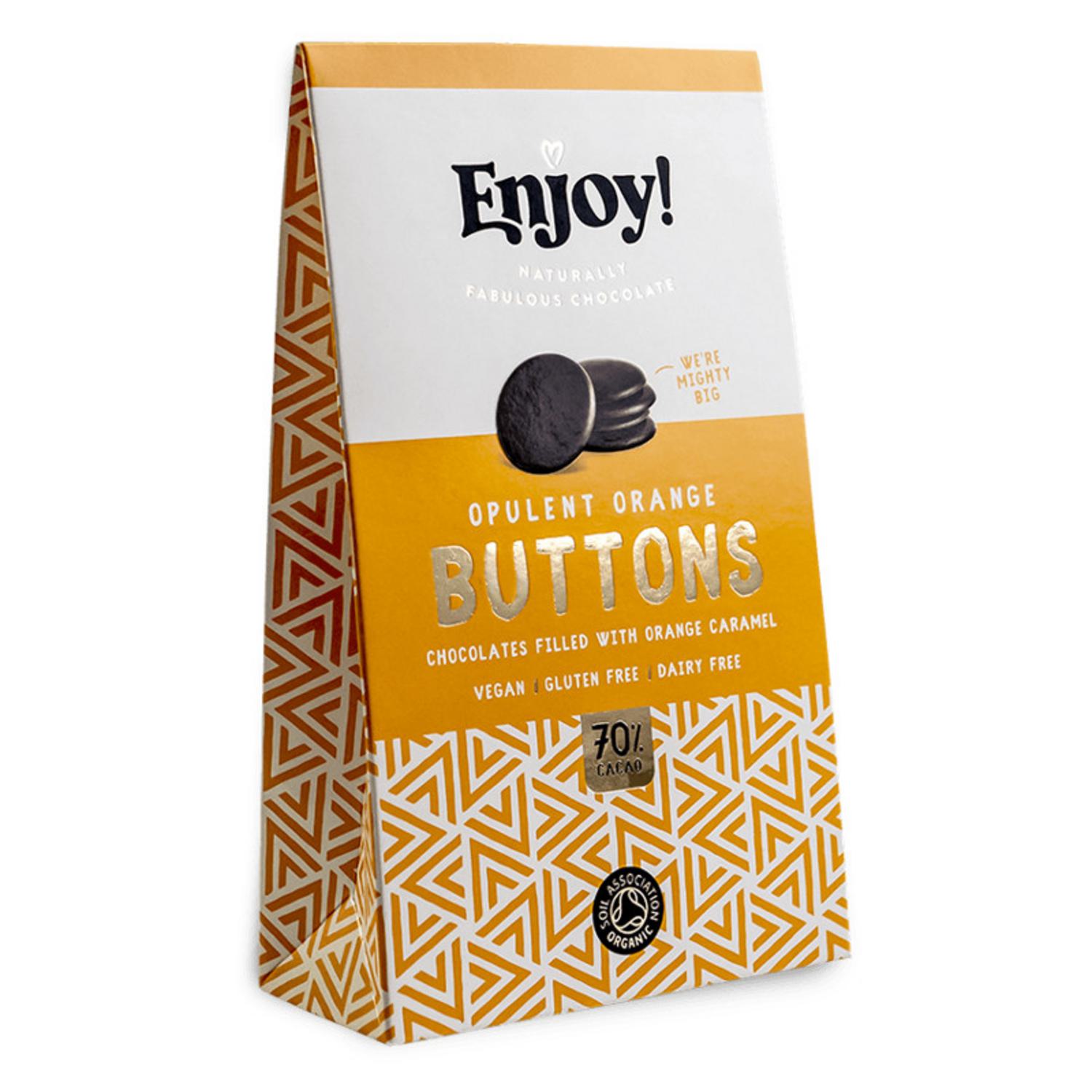Organic Orange Caramel Chocolate Buttons in 96g from Enjoy