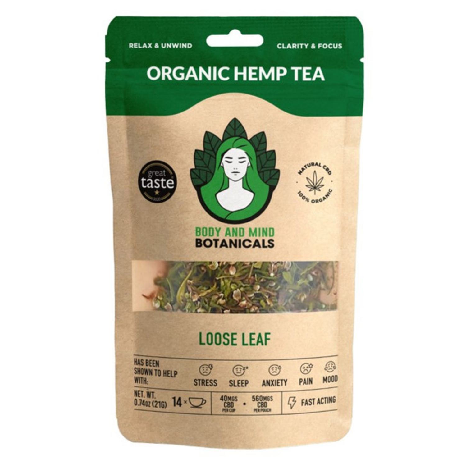 Organic Hemp Tea Loose Leaf in 21g from Body and Mind Botanicals