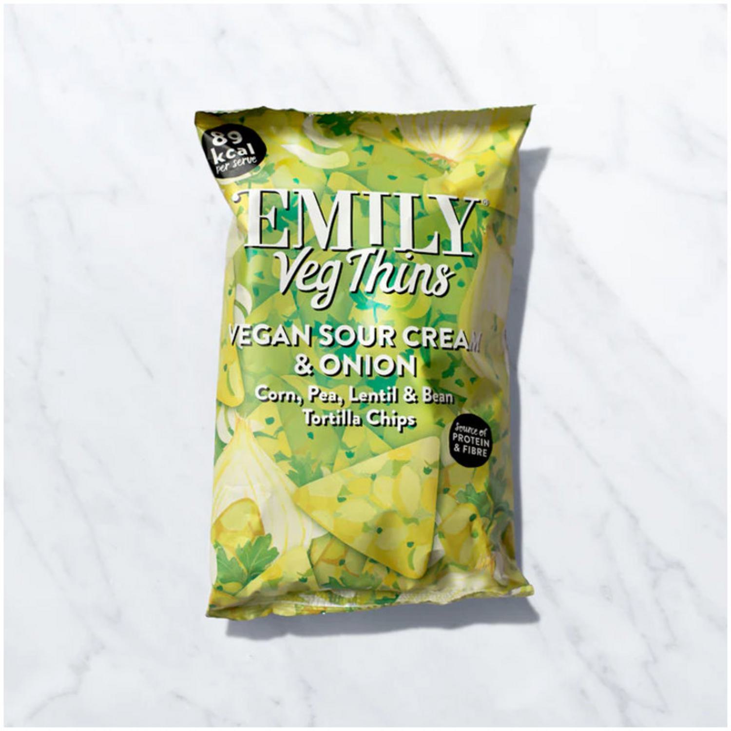 Sour Cream and Onion Veg Thins in 23g from Emily Crisps