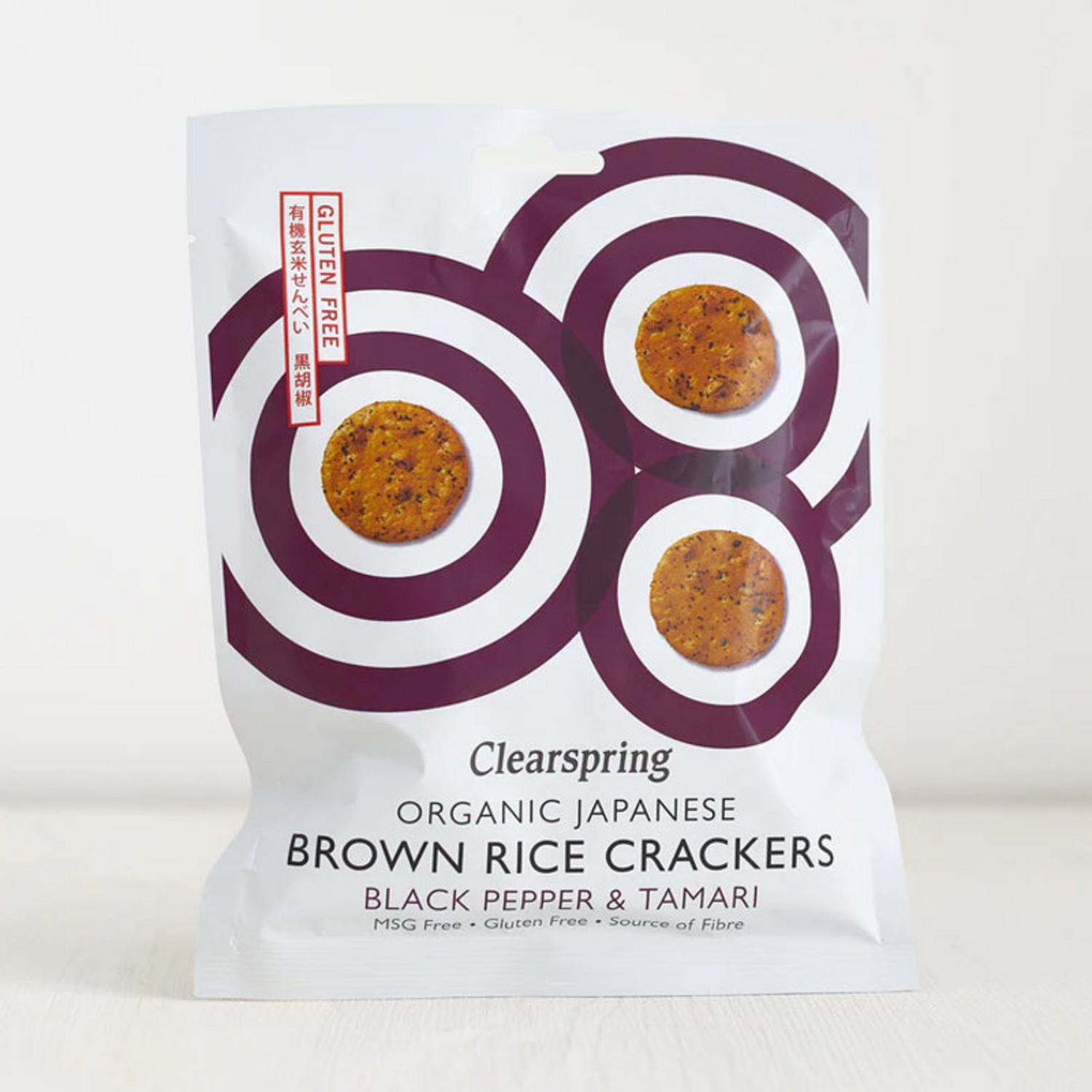 Organic Black Pepper and Tamari Brown Rice Crackers in 40g from Clearspring