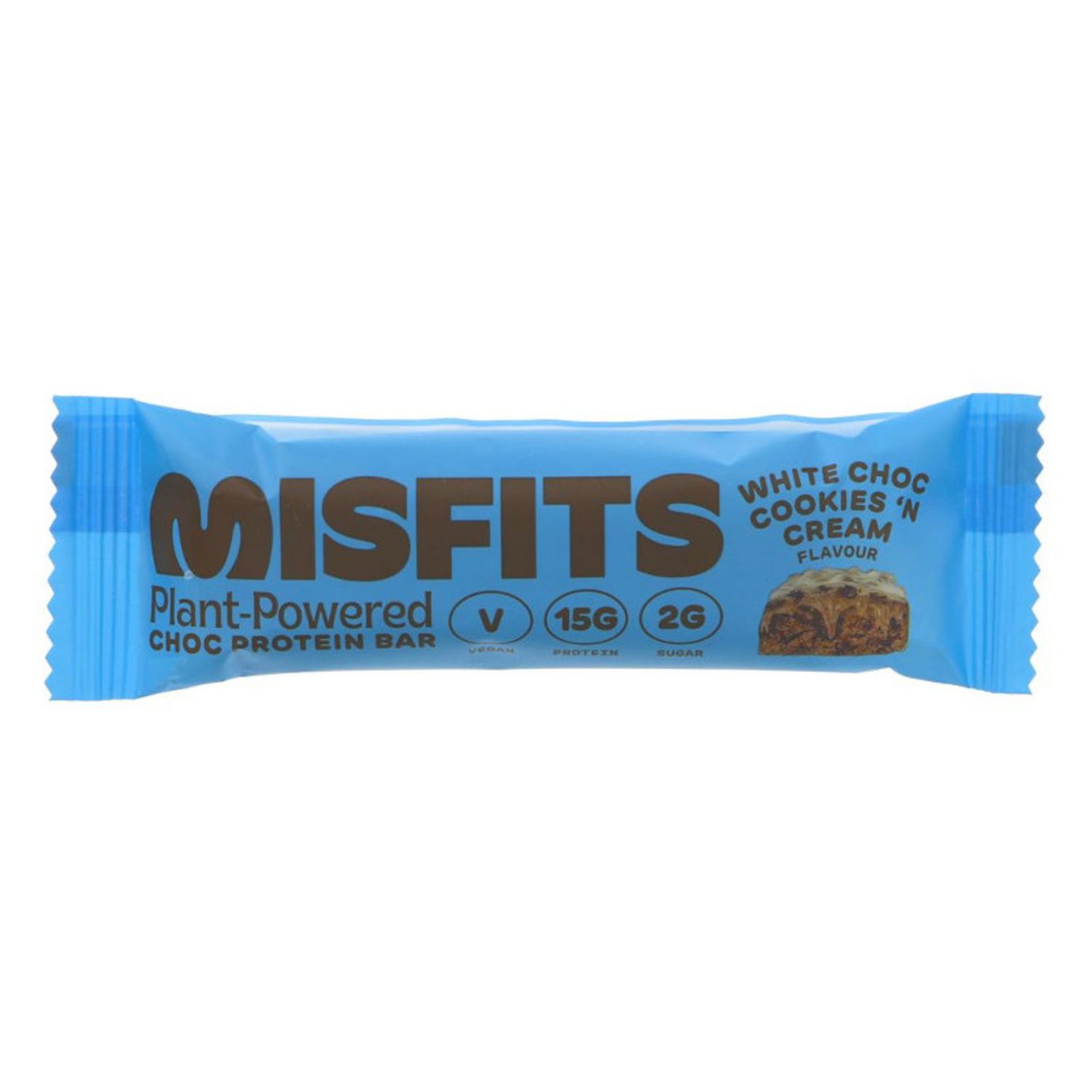 Plant Based White Chocolate Cookies and Cream Protein Bar in 45g from Misfits