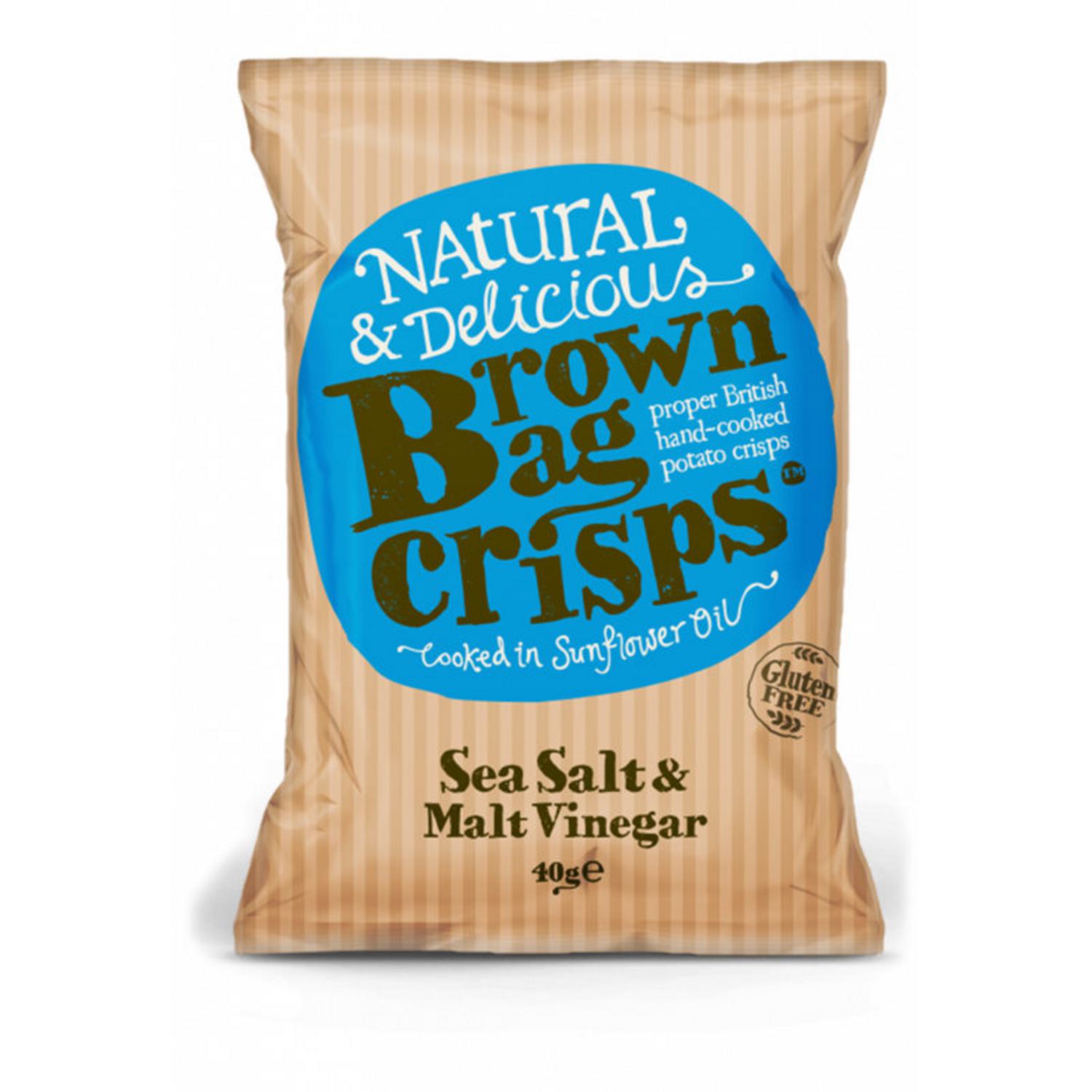 Sea Salt and Malt Vinegar Crisps in 40g from Brown Bag Crisps