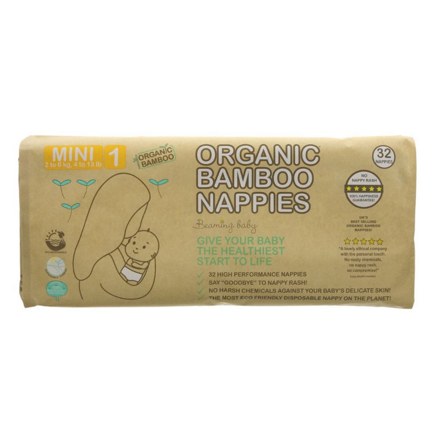 Organic Bamboo Nappies Mini 1 in 32nap from Beaming Baby