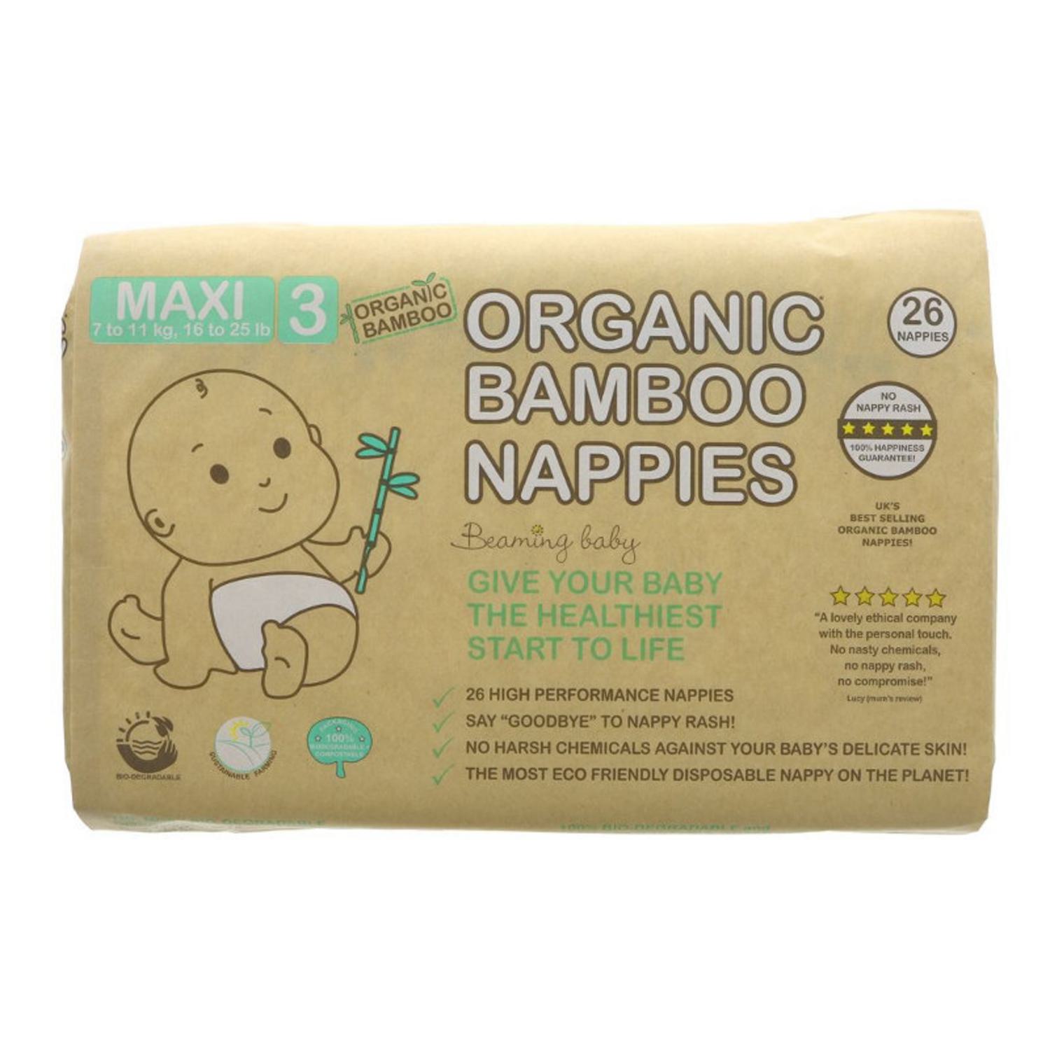 Organic Bamboo Nappies Maxi 3 in 26nap from Beaming Baby