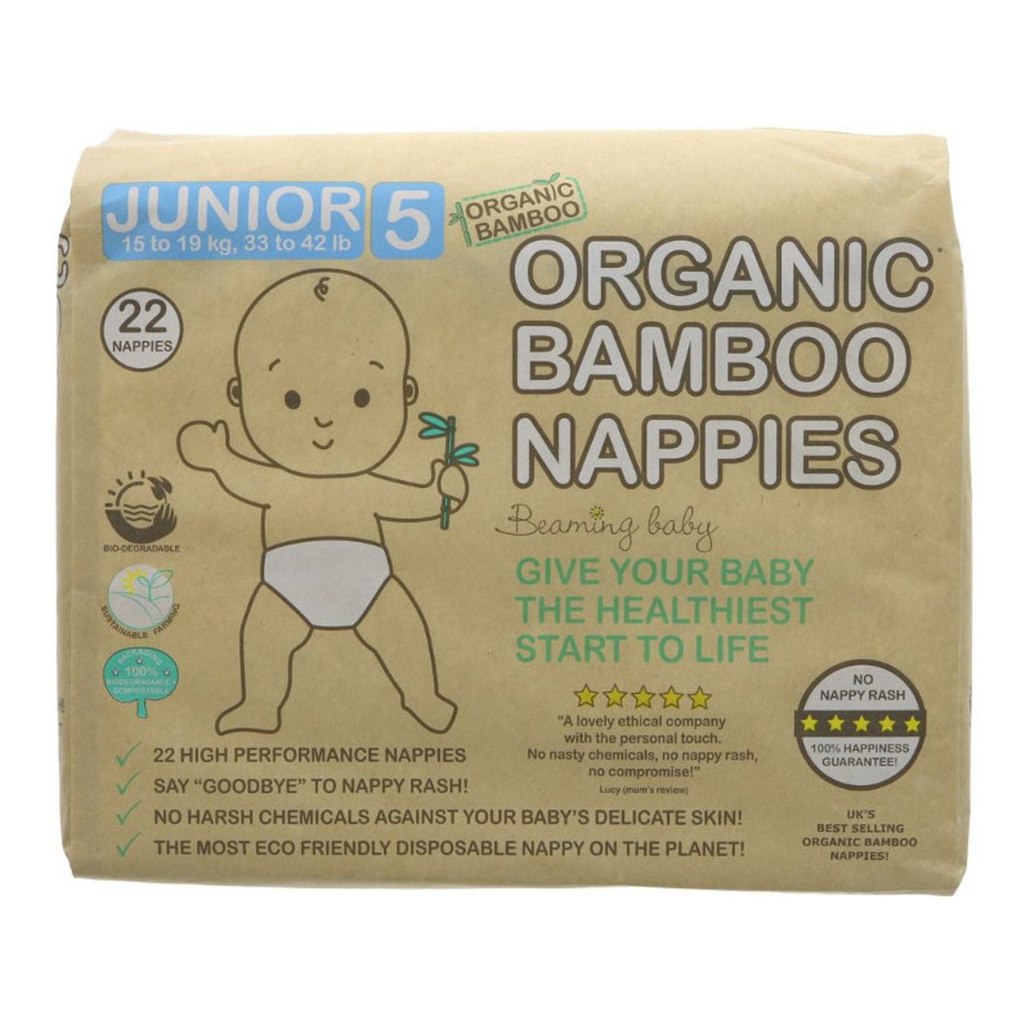 Organic Bamboo Nappies Junior 5 in 22nap from Beaming Baby
