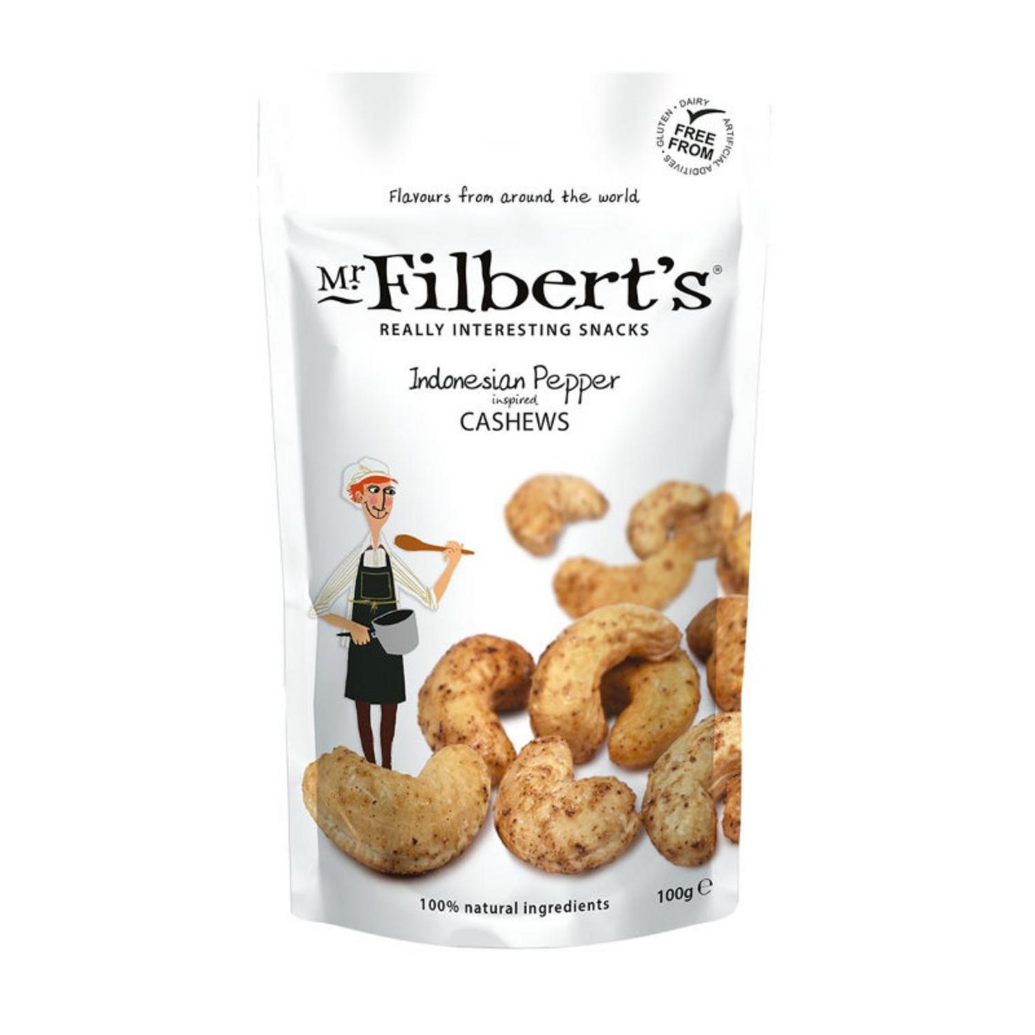 Sea Salt and Pepper Cashews Nuts in 100g from Mr Filbert's
