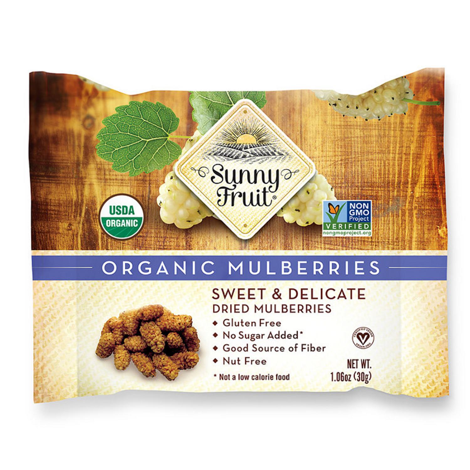 Organic Dried Mulberries in 30g from Sunny Fruit