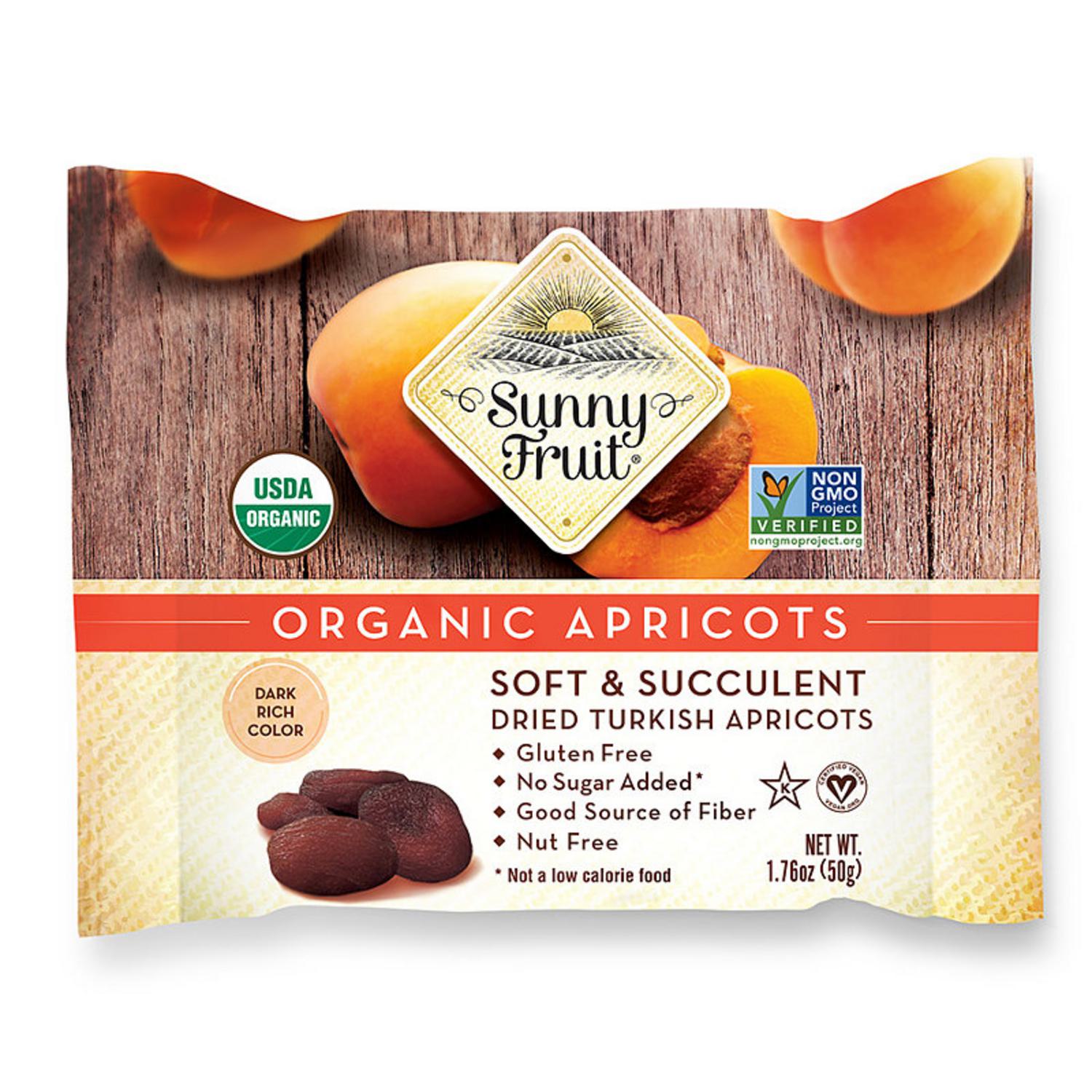 Organic Soft Dried Apricots in 50g from Sunny Fruit
