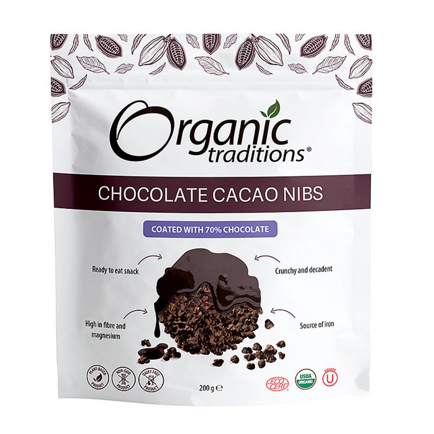 Chocolate Cacao Nibs in 200g from Organic Traditions