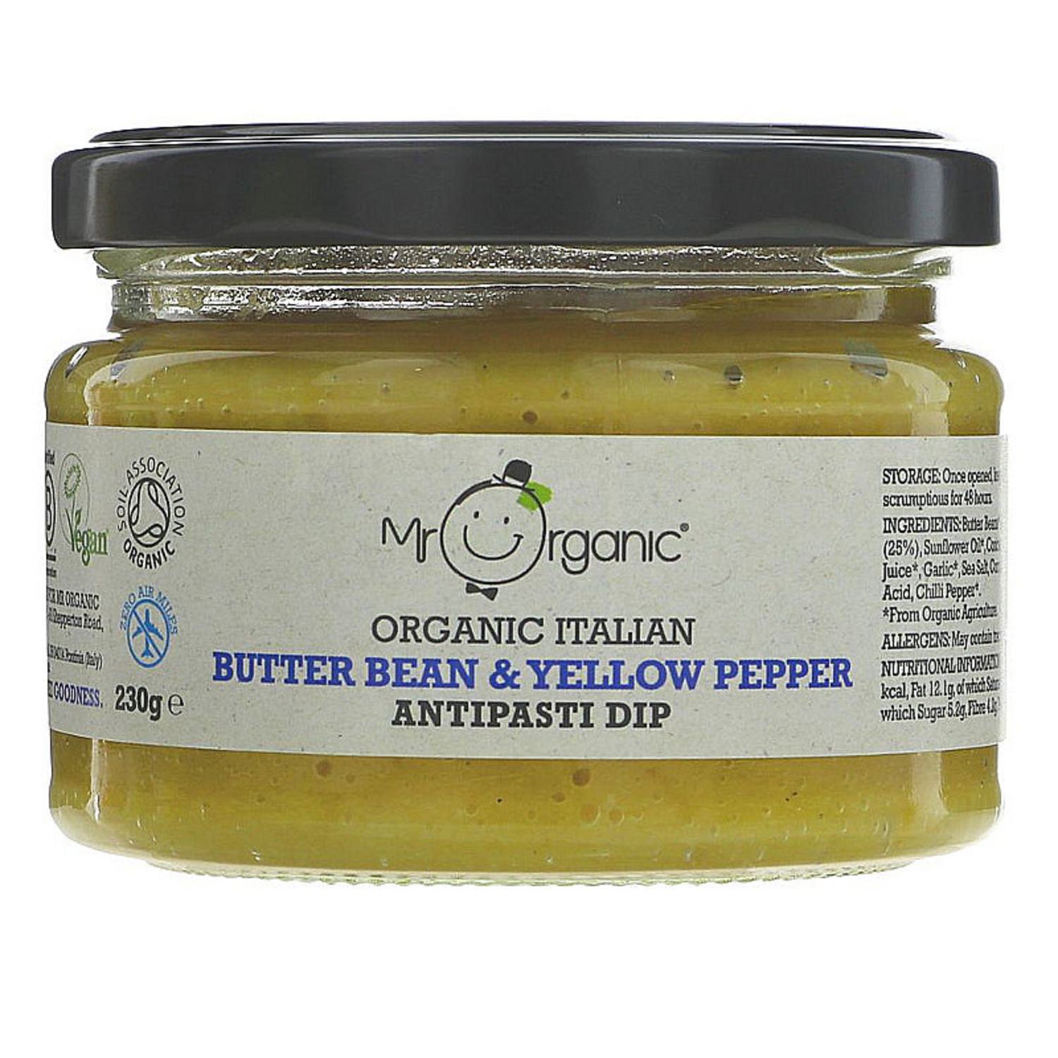 Organic Butter Bean and Yellow Pepper Antipasti Dip in 230g from Mr Organic