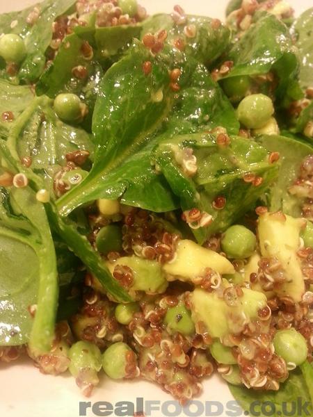 Vegetarian Protein Rich Quinoa, Avocado and Peas Super Salad Recipe