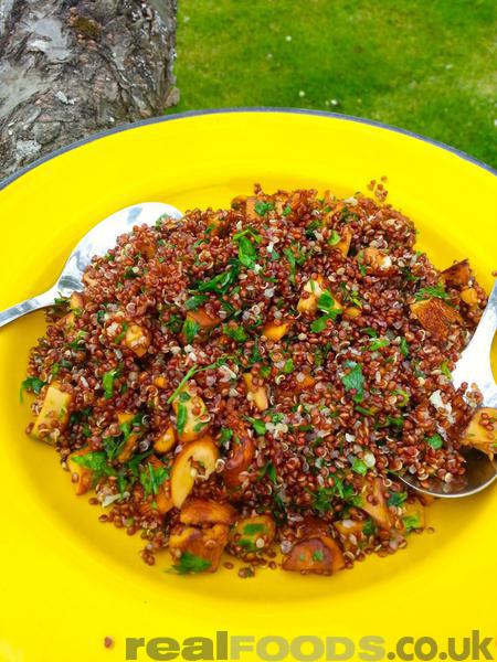 Vegan High Protein Wild Mushroom Quinoa Pilaf Recipe