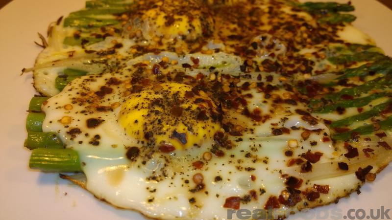 Vegetarian Brunch Asparagus And Shallot Sunny Side Up Eggs Recipe