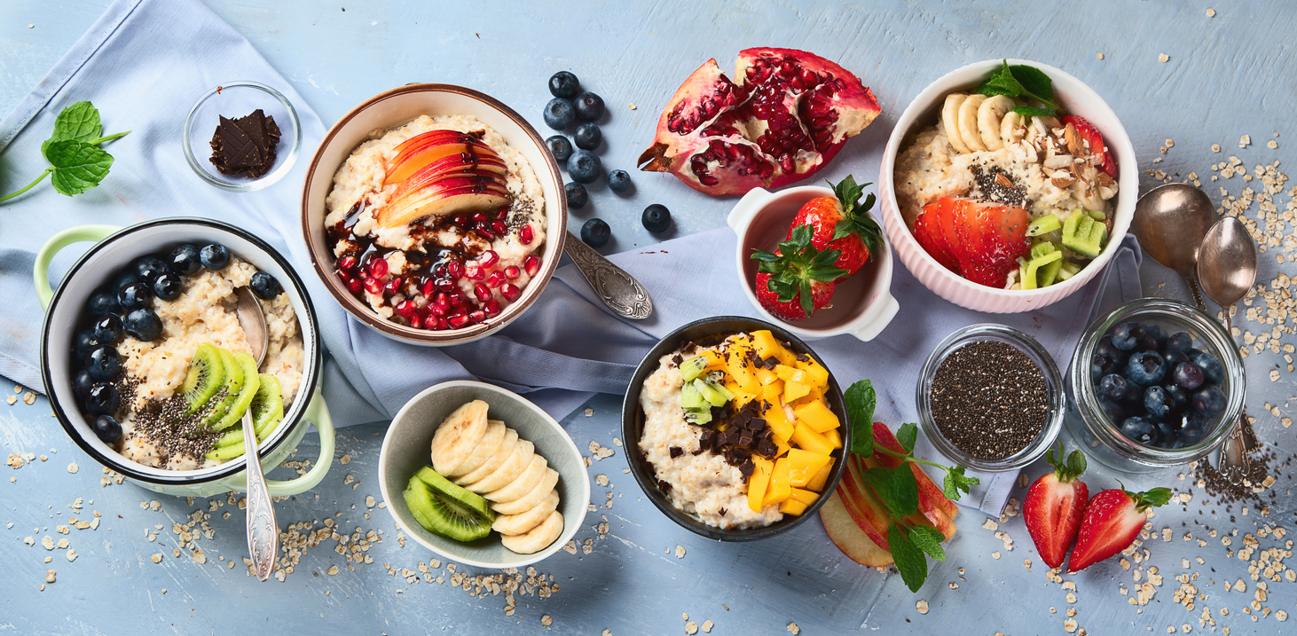 A spread of high fibre foods on a table