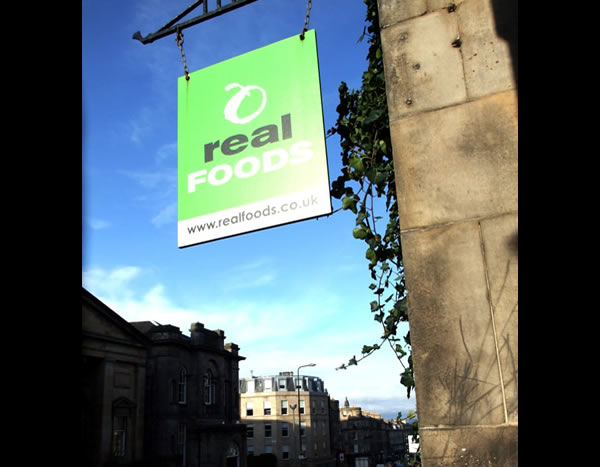 Real Foods shop sign