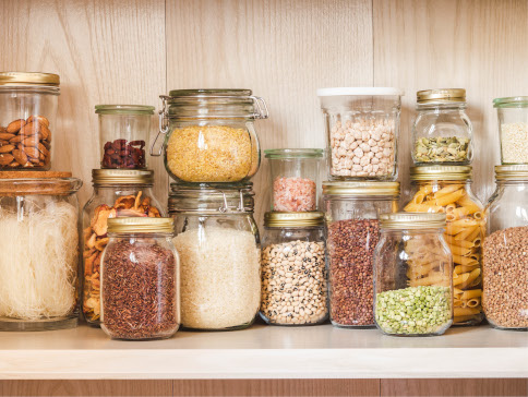 Glass jars of food